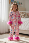 Heart & K- character printed girls pajamas. GLP120301-SOL