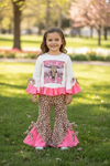 Howdy, Howdy" Cheeta bull skull printed tunic & cheetah bottoms. OFG60711 AMY