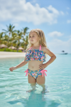 Blue floral printed tiered halter top and bloomers. SWG60088 JEAN