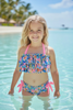 Blue floral printed tiered halter top and bloomers. SWG60088 JEAN