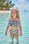 Blue floral printed tiered halter top and bloomers. SWG60088 JEAN