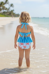 Red crab & stripe printed swimsuit. SWG60079 SOL
