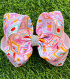 Abc, bow, light bulb back to school printed hair bows. BW-DSG-5147