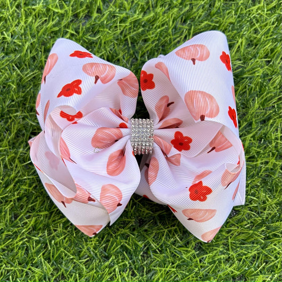 WATERCOLOR PUMPKIN PRINTED ON WHITE  DOUBLE LAYER HAIR BOWS.