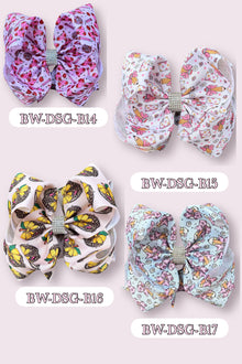  Back to school double layer printed rhinestone hair bows.
