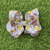 6.5"Softball-Star & pink checkered printed double layer hair bow. (4pcs/$10.00) BW-DSG-5112