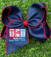 God Bless America" 5" Navy Blue embroidered hairbows. 4pcs/$12.00 BW-DSG-5140