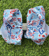6.5" Patriotic Goose printed double layer hair bows. 4PCS/$10.00 BW-DSG-5137