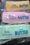 5 oz -5 inch long, Colorful salter butter squishy toy.