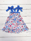 Patriotic floral printed dress. GSD013022-AMY