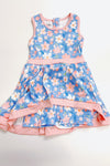 Lt Blue floral printed Hi-Performance dress with undershorts attached. GSD013019-AMY
