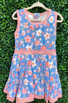 Lt Blue floral printed Hi-Performance dress with undershorts attached. GSD013019-AMY