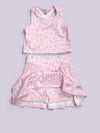 Lt. Pink Cheetah printed Hi-Performance top and skort. GSD022403-AMY