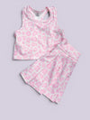 Lt. Pink Cheetah printed Hi-Performance top and skort. GSD022403-AMY