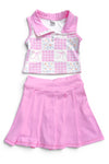 Coquette-Gingham printed top and pleaded skort. GSD013007-SOL