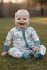 Mallard Duck printed on white baby bodysuit with fold over hands & feet LR0425-5-SOL