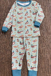 Green mallard printed boys pajamas set. BLP0425-25-AMY