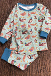 Green mallard printed boys pajamas set. BLP0425-25-AMY
