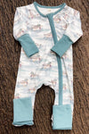 Mallard Duck printed on white baby bodysuit with fold over hands & feet LR0425-5-SOL