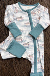 Mallard Duck printed on white baby bodysuit with fold over hands & feet LR0425-5-SOL