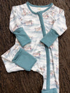 Mallard Duck printed on white baby bodysuit with fold over hands & feet LR0425-5-SOL