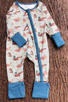 Green Mallard Duck printed baby romper w/foldable footie & hands. LR0425-7-SOL