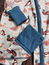 Green Mallard Duck printed baby romper w/foldable footie & hands. LR0425-7-SOL