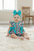 Serape, cheetah printed baby romper w/snaps. RPG61010 AMY