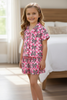 Cow printed bow printed on checkered pajamas set. PJG60111 JEAN