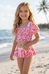 Fuchsia & Orange 2 piece set swimsuit. SWG60140 AMY