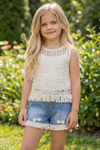Ivory lace tank top w/spaghetti top & shorts.  OFG60438 AMY