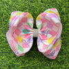 Multi-printed checker & happy flower double layer hair bows. 4PCS/$10.00 BW-DSG-5066