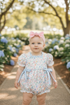 Blue & Coral ditsy floral baby romper. RPG61169 SOL