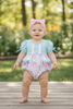 Baby blue multi-printed patriotic baby romper. RPG60554 AMY