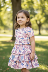 Western printed crop top and 3 tiered layered skort. OFG61002 AMY