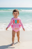 Pink Gingham long sleeve swimsuit. SWG60094 SOL