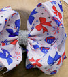 Patriotic football coquette printed double layer hair bows. 4pcs/$10.00 BW-DSG-1019.
