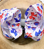 Patriotic football coquette printed double layer hair bows. 4pcs/$10.00 BW-DSG-1019.