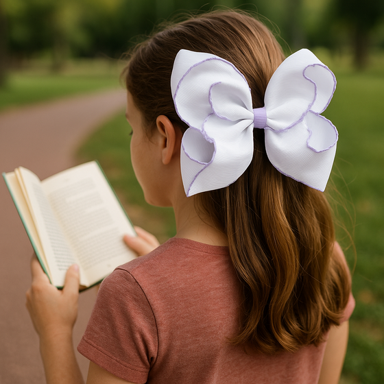 5" Moon Stitch cute hair bows. 4pcs/$10.00 BW-DSG-B12