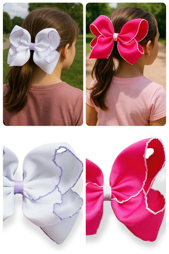 5" Moon Stitch cute hair bows. 4pcs/$10.00 BW-DSG-B12