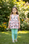Lt. Pink western printed 3 tiered tunic & aqua leggings. OFG60998 SOL