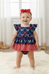 Navy Blue Patriotic multi-printed bow. RPG61266 JEAN