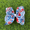 5" Patriotic floral printed girls hair bows. 4pcs/$8.00 BW-DSG-5086