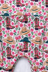 Cowgirl ditsy flower girls baby romper with snaps. SR030801-JEAN