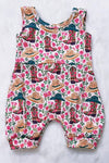 Cowgirl ditsy flower girls baby romper with snaps. SR030801-JEAN