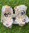 Ivory farm animal printed double layer hair bows. 4pcs/$10.00 BW-DSG-5123
