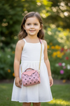 Pink with coral trim crossbody satchel. BBG65203030 M