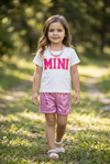 Mini patch tee & shimmery shorts. OFG40875 JEAN