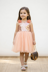 LT. coral tulle dress with sequins. DRG25134015 JEAN