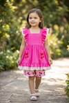 Cherry pocket tunic w/embroidery trim & bubble shorts. OFG40754 JEAN